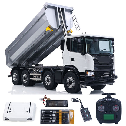 Double E 1/14 8X8 Remote Control Hydraulic Dump Truck 2Speed RC Model Tipper Metal Chassis Differential Lock FLYSKY ST8 Radio