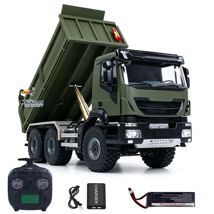 MD 1/14 6*6 Metal Radio Control Hydraulic Dump Truck 2-Speed Gearbox RC Tipper Model Differential Locks Radio Light Sound System