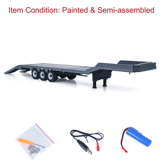 US STOCK 73.5CM Plastic Semi Trailer Flatbed 1502 for 1/18 Remote Control Tractor Truck HUINA 1501 Electronic Support Legs Tail Board