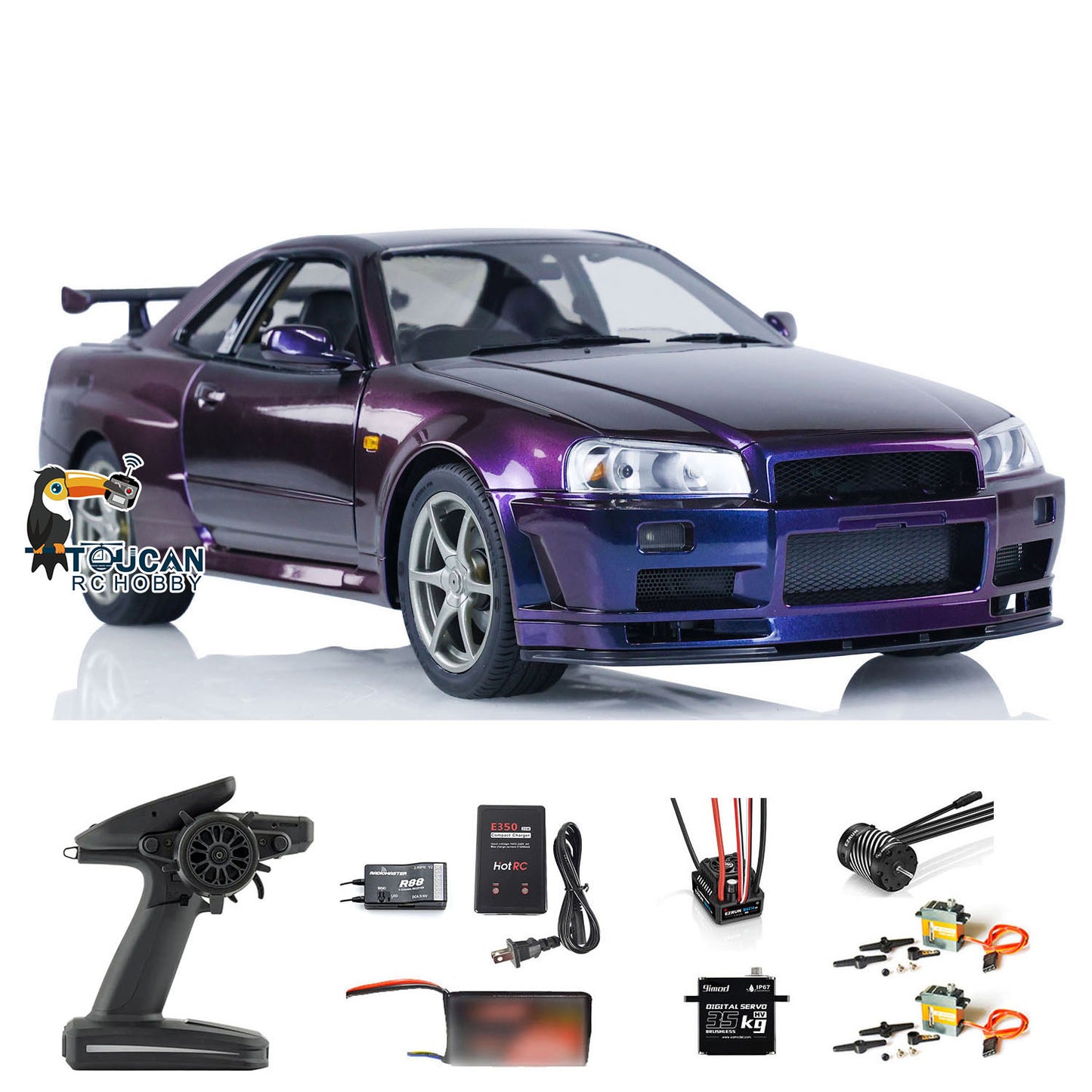 Capo 1/8 montiert lackiert RTR 4x4 4WD R34 RC Racing Drifting Auto mit bürstenlosem Motor ESC