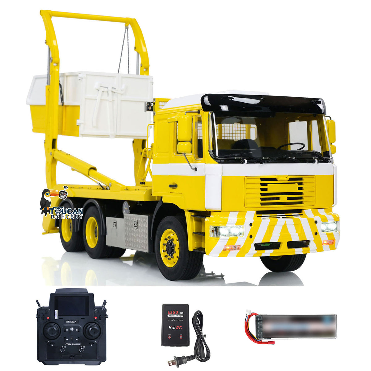 JX Model Metal 1/14 6*4 RC Hydraulic Skip Loader VL18U F2000 Swing Arm Dump Truck with PL18EV Lite Radio System 2Speed Gearbox