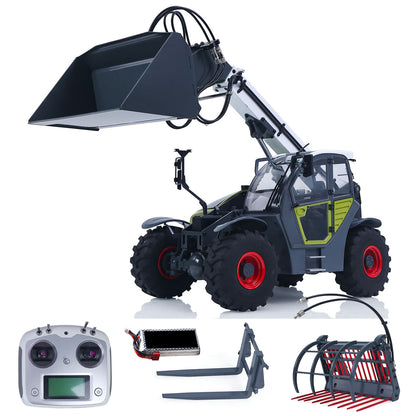 JDM-128 1/14 Metal RC Telescopic Hydraulic Forklift Multifunctional Model 4-Way Vavles Differential Lock 2Axles Steering