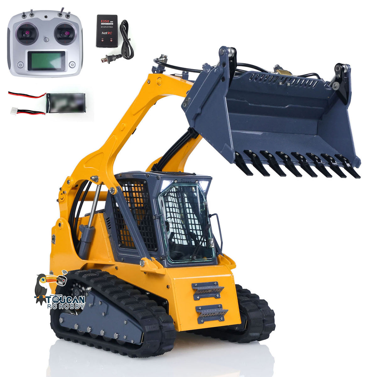 US Stock LESU AoueLT5 1/14 Stainless Steel Hydraulic RC Skid-Steer Loader B0008 with Light Sound System I6S Radio System