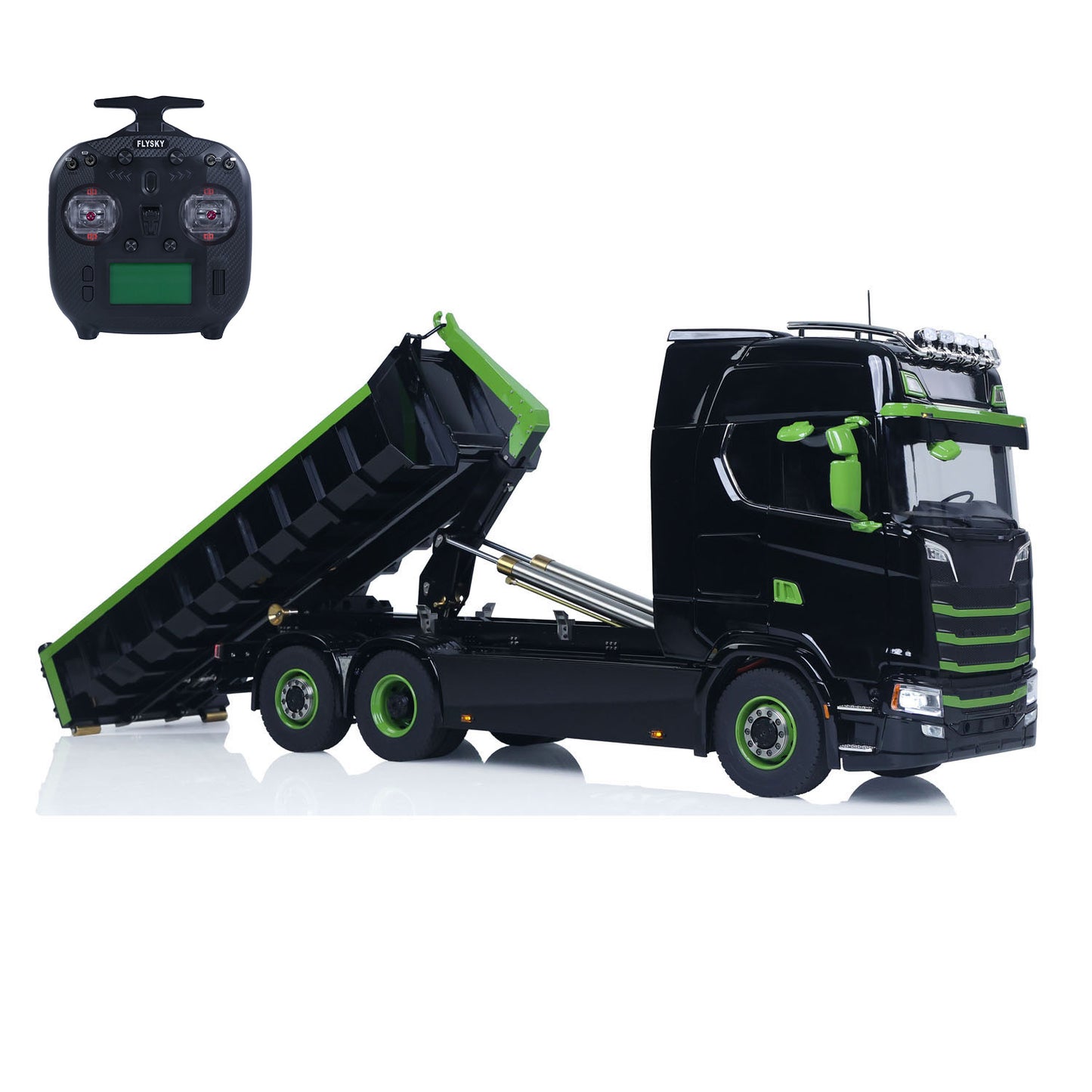 Fast Shipping Metal 6x6 1/14 Hydraulic RC Roll Off Dumper Truck Rear Axle Lifting Steering Car