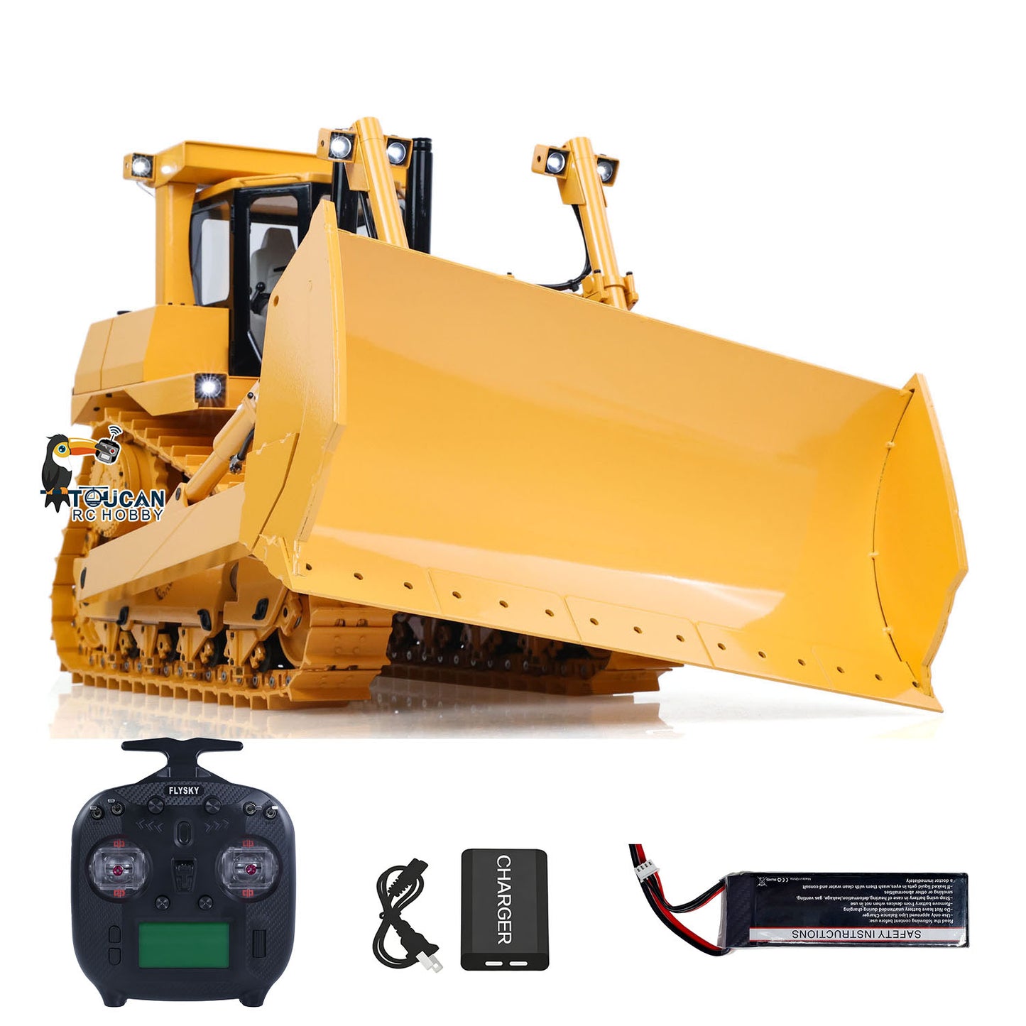 US STOCK Metal 1/14 RC Bulldozer Hydraulic DXR2 Remote Control D10T Tracked Dozer Model