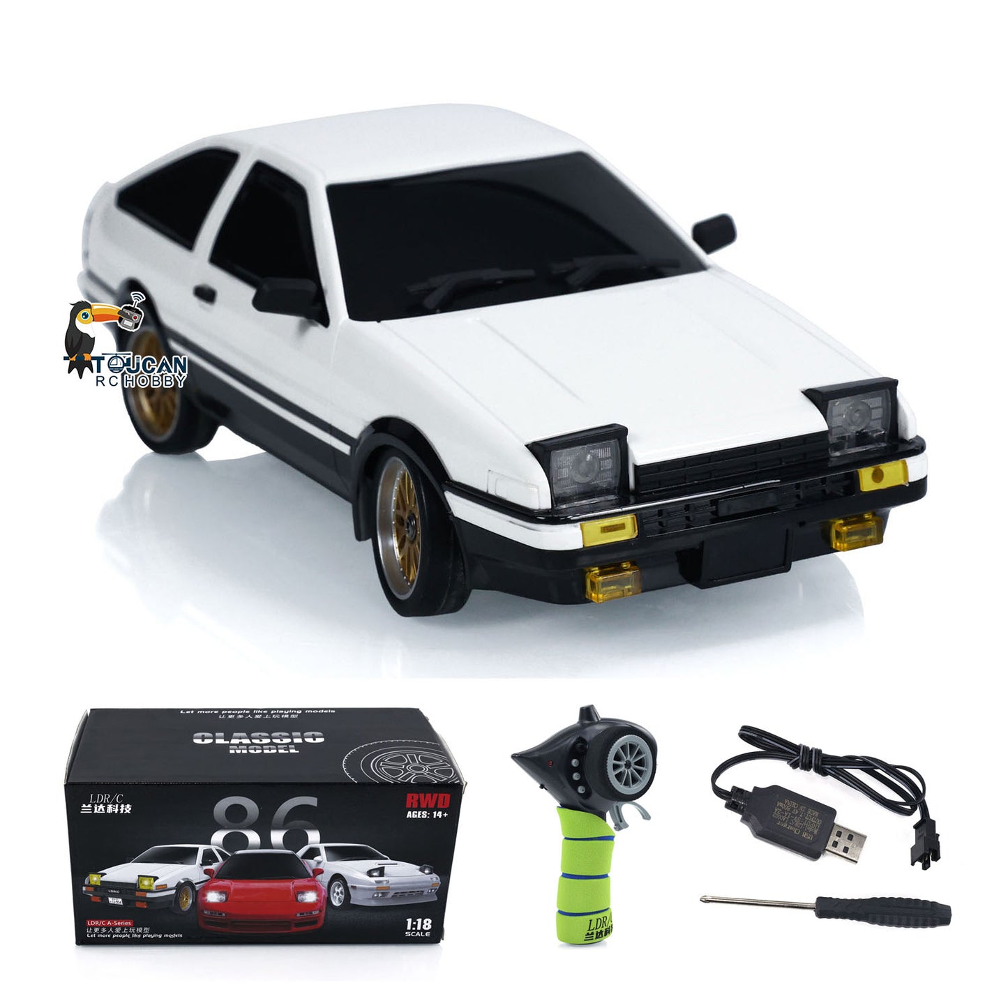 LDRC LD1801 RC Drift Car im Maßstab 1/18 RWD AE86, fahrbereit