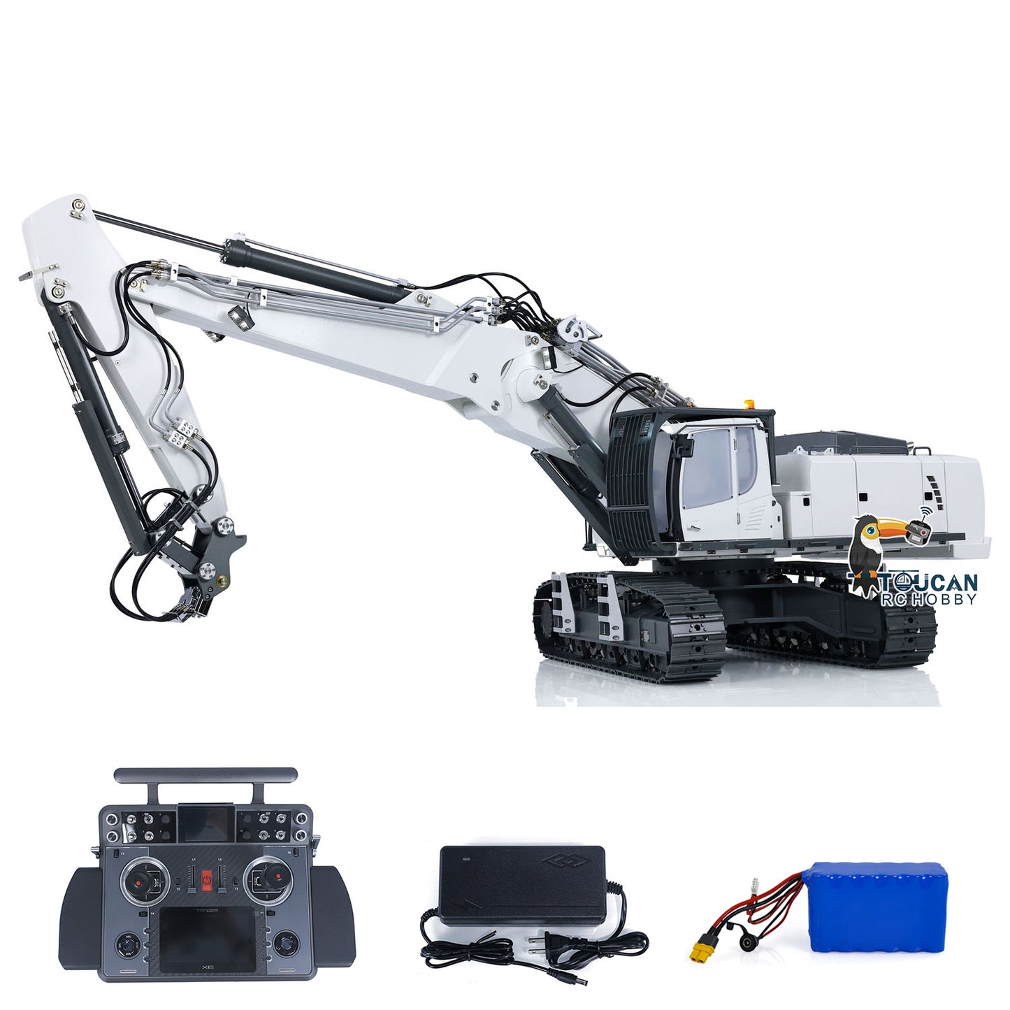 CUT 1/14 K970-301S 3 Arms Painted Assembled RTR Hydraulic RC Excavator Digger With Tamden XE Transmitter