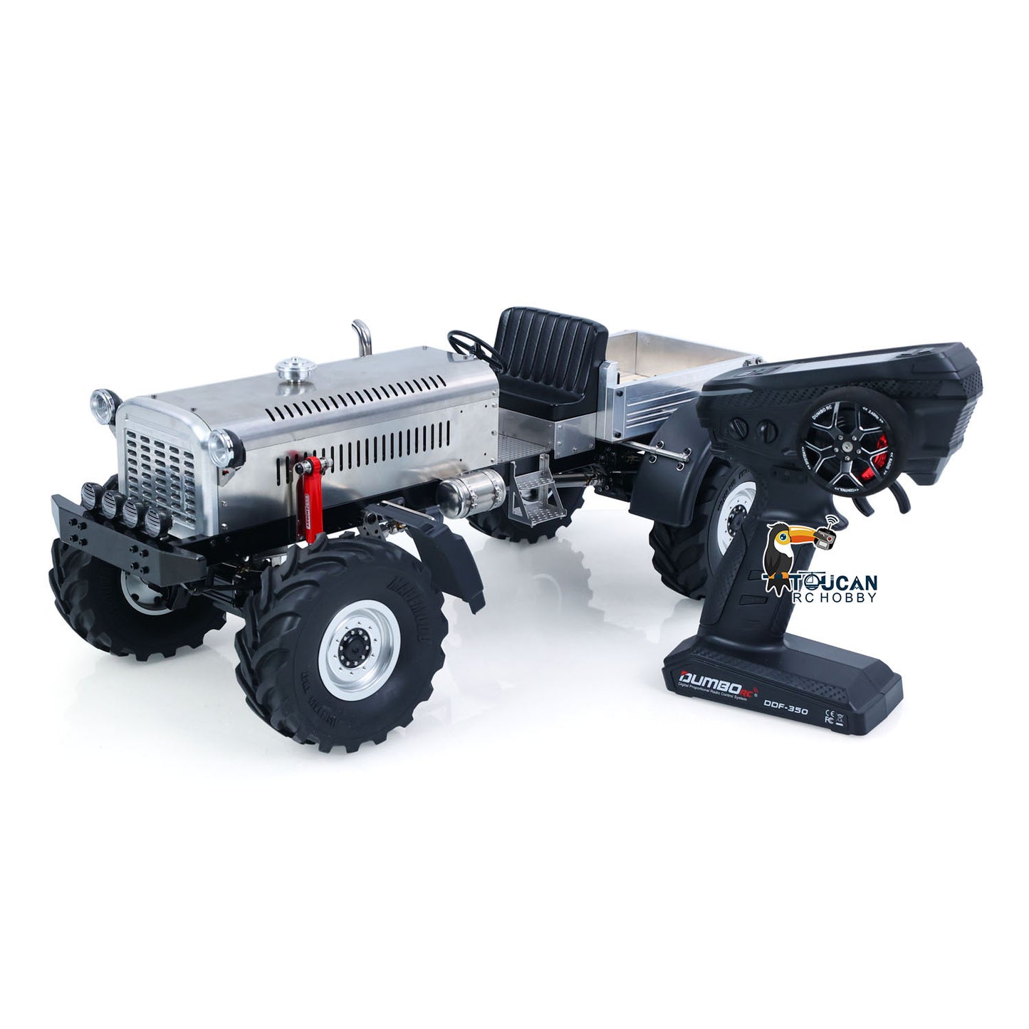 MD 4WD 1/10 Metal RC Tractor MD009 Remote Control Off Road Car Dual Motor Winch Axles Diff Lock Radio Light System No Battery