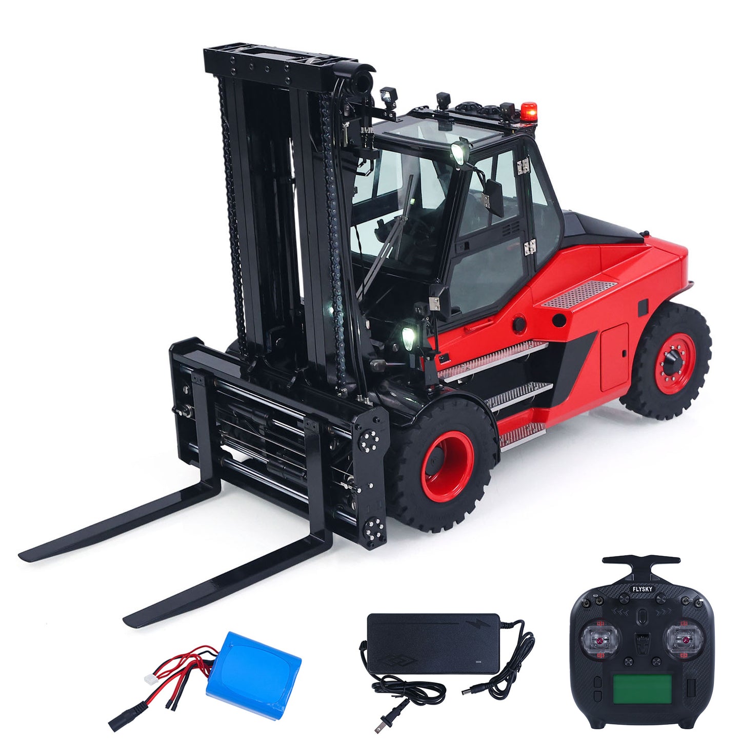 Kabolite K180-100 1/14 4X2 RWD Remote Control Hydraulic Forklift 3-Way Vavles RTR Flysky ST8 Radio Light System Sound Battery