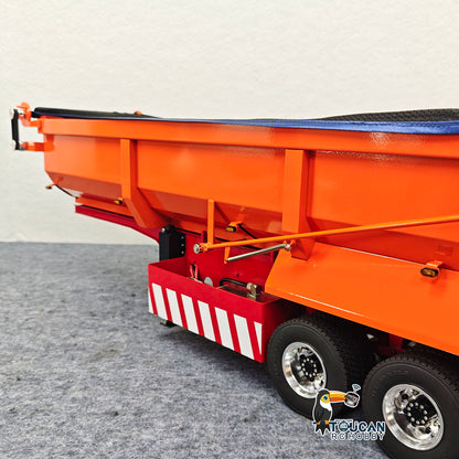 1/14 RC Hydraulic Semi Trailers 3 Axle Metal U Shape Bed Remote Control Dump Trailer Model With Electric Support Legs Side Light