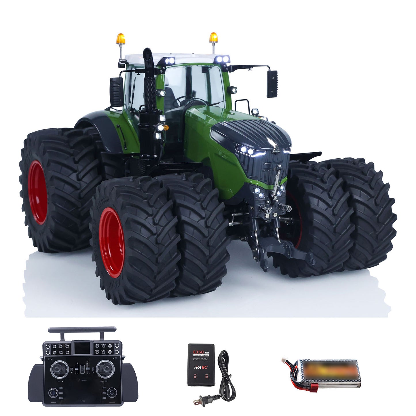 Double Wheel LESU AOUE 1050 Metal 4x4 1/14 Hydraulic RC Tractor Frsky XE Lite Radio Battery Smoke New Agricultural Vehicles