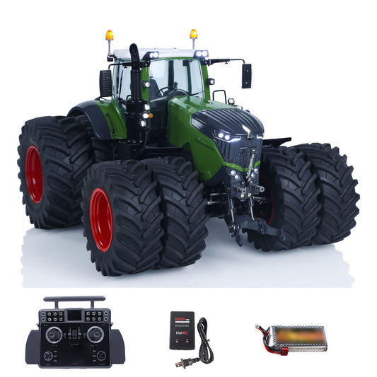 Double Wheel LESU AOUE 1050 Metal 4x4 1/14 Hydraulic RC Tractor Frsky XE Lite Radio Battery Smoke New Agricultural Vehicles