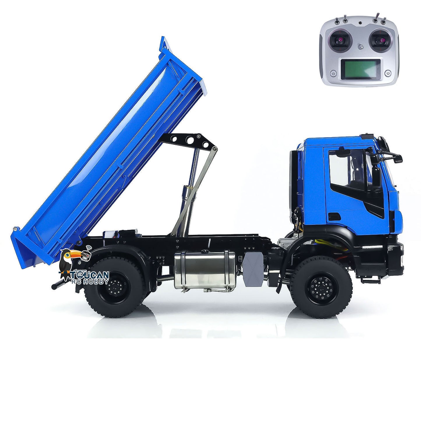 Metal 1/14 4x4 RC Hydraulic Dump Truck RC Tipper Customized Blue