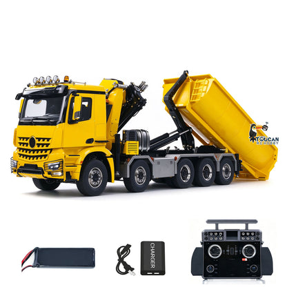 TOUCAN 1/14 10x10 Remote Control Hydraulic Crane Dump Truck RC Full Dumper Rear Axle Lifting HobbyWing Brushed Motor 9CH Steel Valve