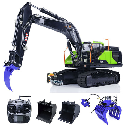 MTM 1/14 EC380 RC 2 Arms Metal Hydraulic PNP Tracked Excavator Digger With Ripper Grab