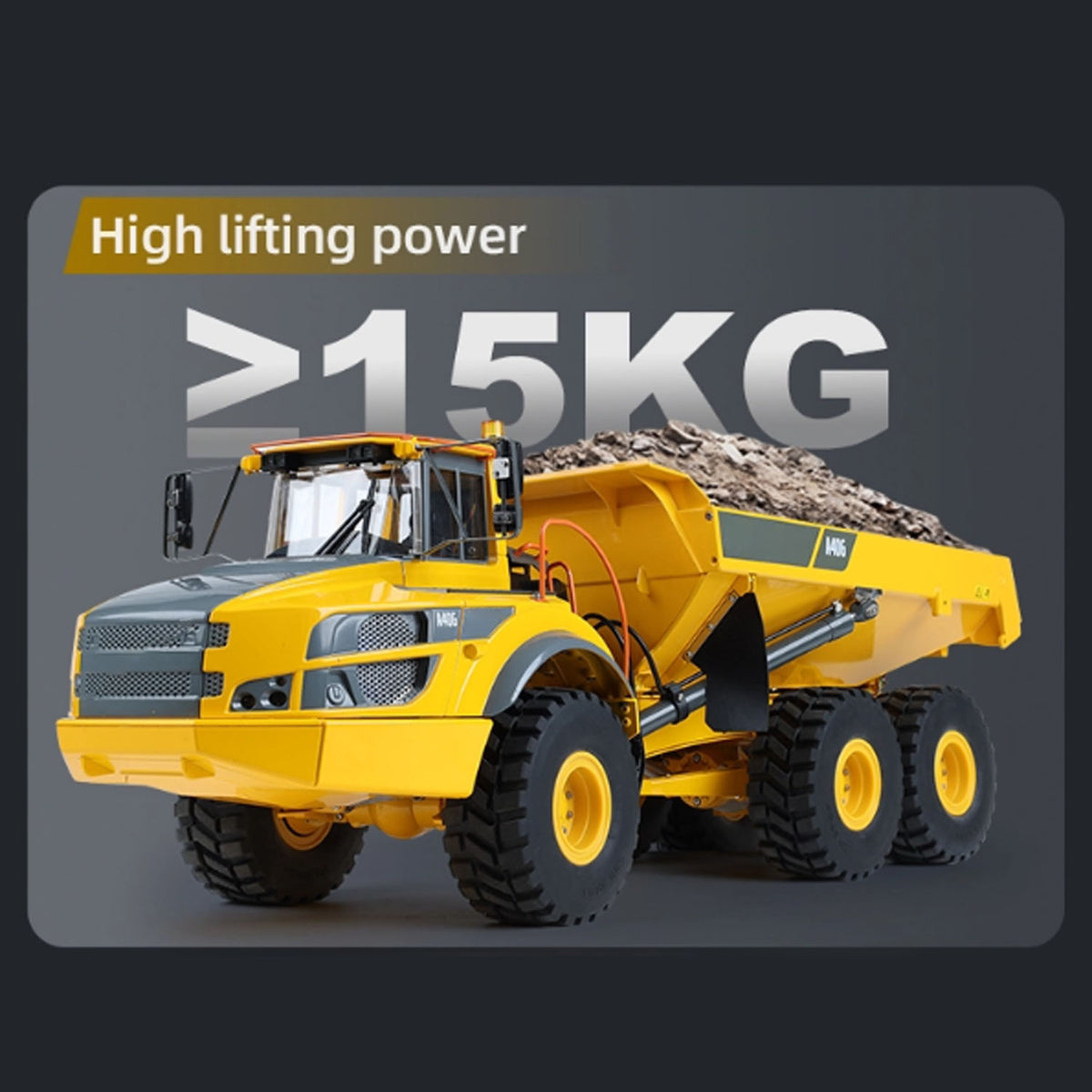 Metal DoubleE 1/16 Remote Control Articulated Dumper 6WD Electric Remote Control Truck Model 10KG Load Capacity Openable Door