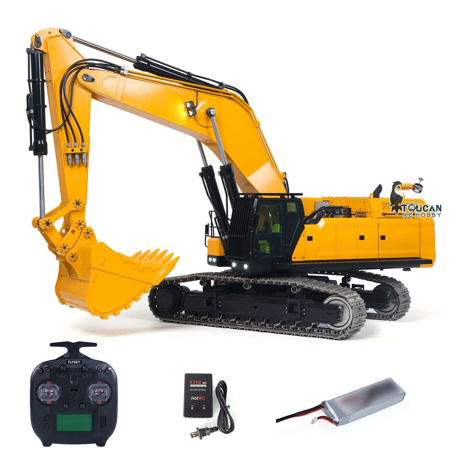 55KG Metal 1/14 RC Hydraulic Excavator 395F  Digger Dual Pump RTR Heavy Machine Flysky ST8 Radio Battery 6CH Valve
