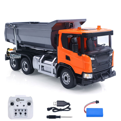 Double E 1/20 Electric Remote Control Dump Truck 6X4 RC Tipper G540 Model Metal Bucket 260 Brushed Motor Openable Door Lights