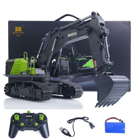 US STOCK HUINA 1/14 593 Toys Model RC Excavator Car Gift Battery 2.4G Remote Control Digger
