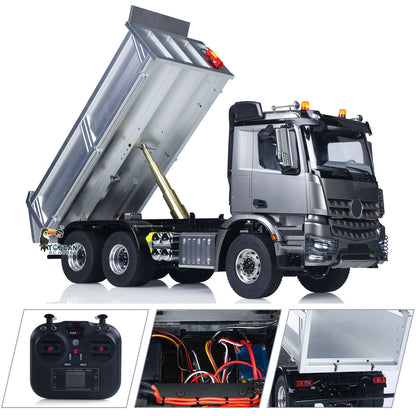 6x6 1/14 RC Hydraulic Dump Truck 3348 2025 Tipper Metal Axles Gearbox Suspension Bucket Oil Tank Light Sound