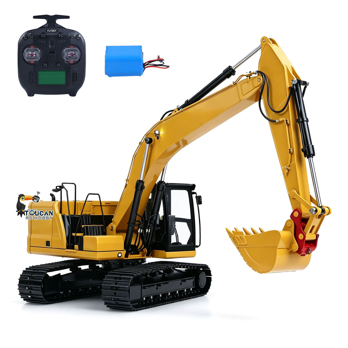 TOUCAN Metal 1/14 Remote Control Hydraulic Excavator 320 8Ways Valve RC Digger Engineering Vehicle ST8 Radio Lights Battery RTR Model