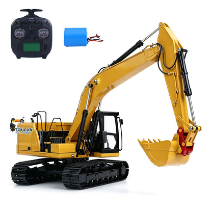 TOUCAN Metal 1/14 Remote Control Hydraulic Excavator 320 8Ways Valve RC Digger Engineering Vehicle ST8 Radio Lights Battery RTR Model