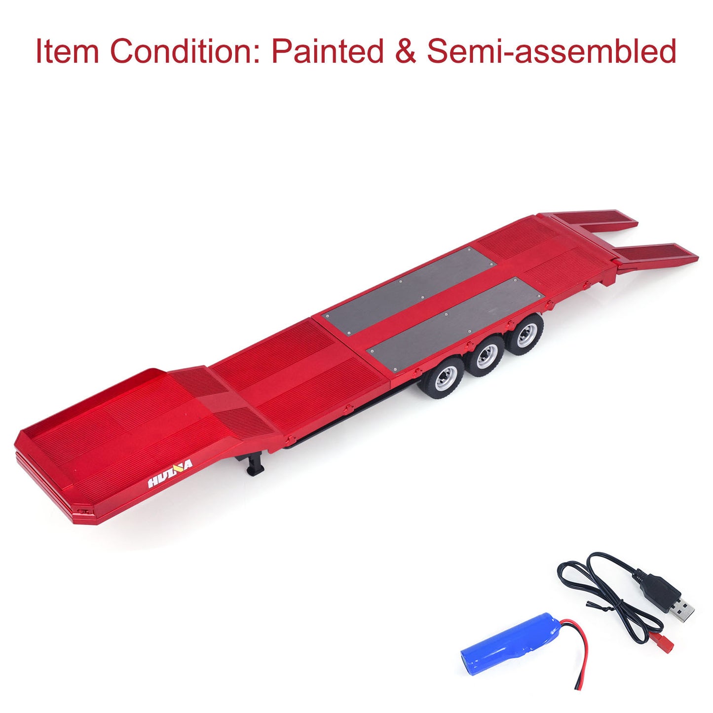 Fast Shipping 3 Axle Plastic Semi Trailer Flatbed 1502 for 1/18 Remote Control Tractor Truck HUINA 1501 RC Lorry Car Model Upgrade Parts