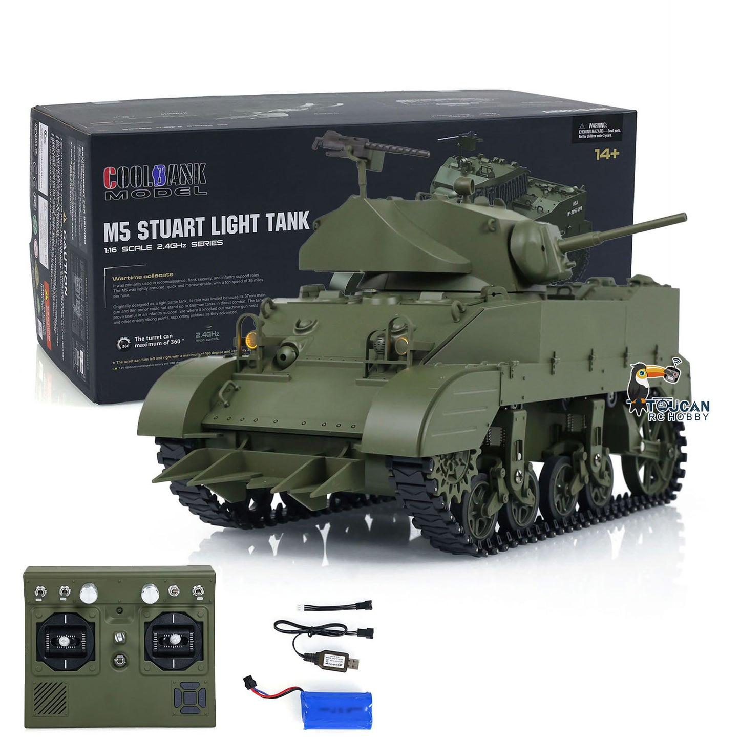1/16 Scale RTR Tank US Stuart M5A1 British VI Light Tank Sound Lights