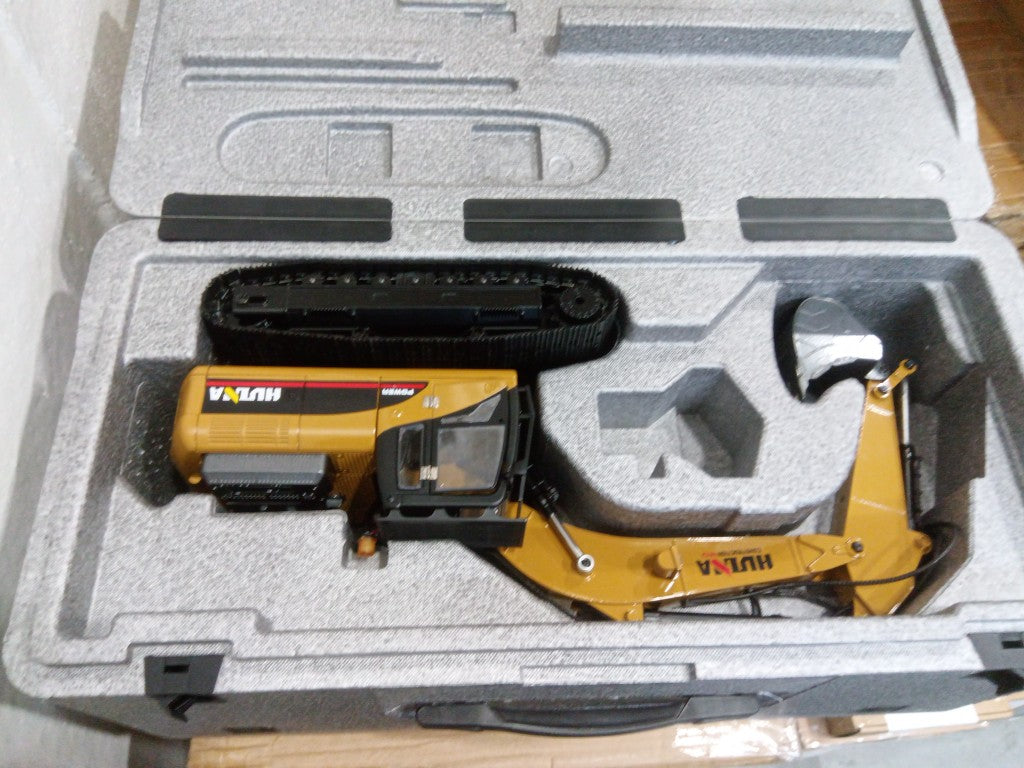 Second Hand US Stock HUINA New Upgrade 580 1/14 Metal Excavator Model Engineering Vehicle Electric Ball Grabber 360 Rotating Shear Claw Sound Lights