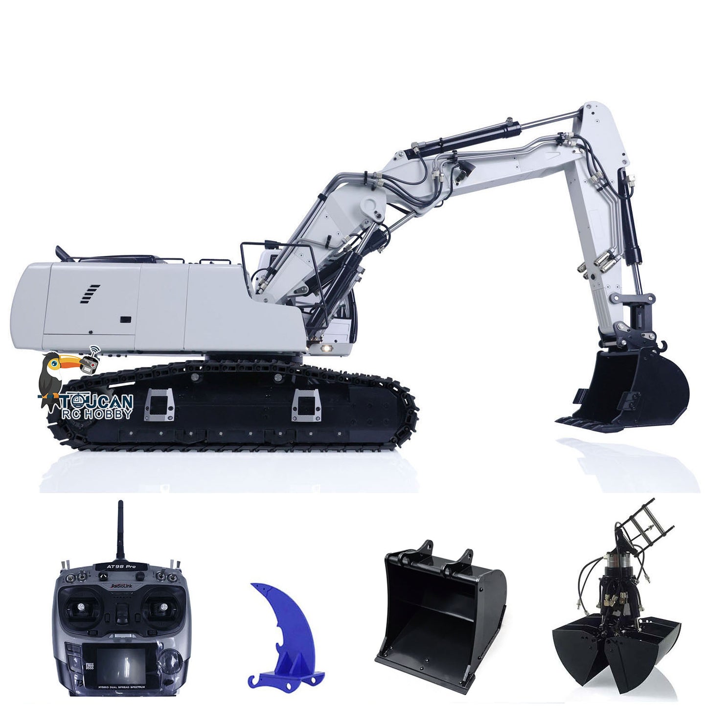 MTM 1/14 946-3 RC 3 Arms Painted Assembled Metal Hydraulic ARTR Tracked Excavator Digger With Ripper Grab Clamshell Bucket