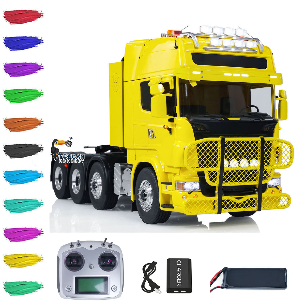 TOUCAN 1/14 8X8 RC Tractor Truck RTR Remote Control Car Smoke Unit Metal Chassis