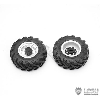 1Pair Wheel Metal Hub Rubber Tire for LESU AOUE MCL8 AT1050 6MDX DIY 1/14 RC Hydraulic Loader Radio Control Dump Truck Model Car