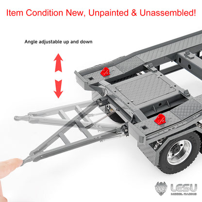 Painted Metal 1/14 RC Trailer A0065 KIT Lights Front Wheel Steerable for LESU Remote Control Hydraulic Roll on off Dumper Tipper