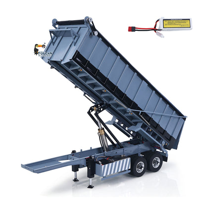 1/14 Metal RC Hydraulic Dump Trailer 2-axle Electric Tarpaulin for Remote Control Tractor Truck DIY Car Model