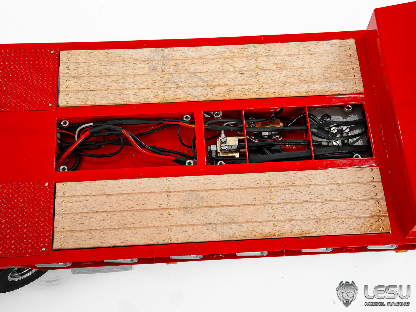 LESU Metal 1/14 RC Trailer A0054 Hydraulic Lifting Tailboard 4 Axles Steering Available for DIY RC Tractor Truck Lorry Car Model Lights