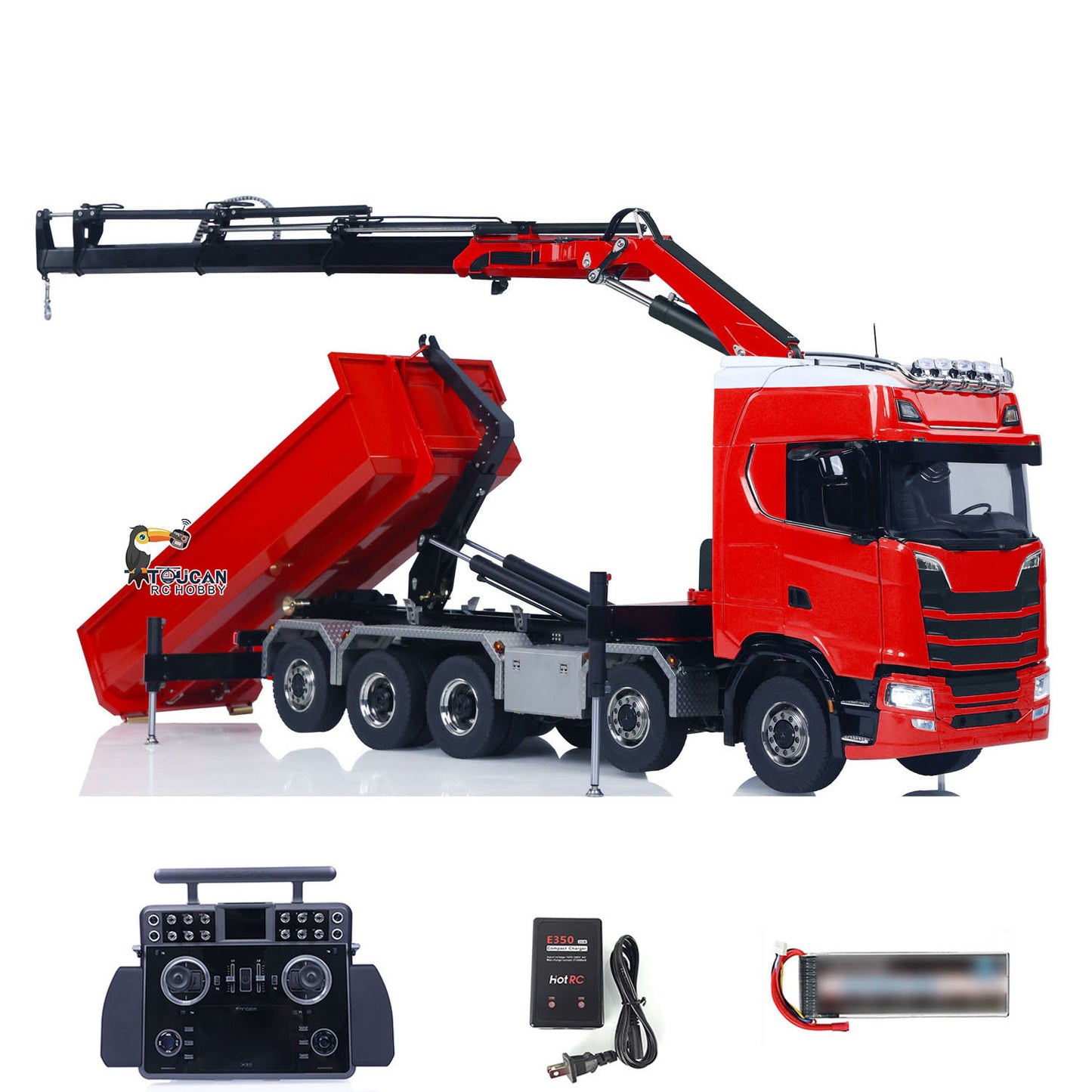 SA770S 1/14 RC Hydraulic Crane Dump Truck 10X10 Radio Controlled Full Dumper Car