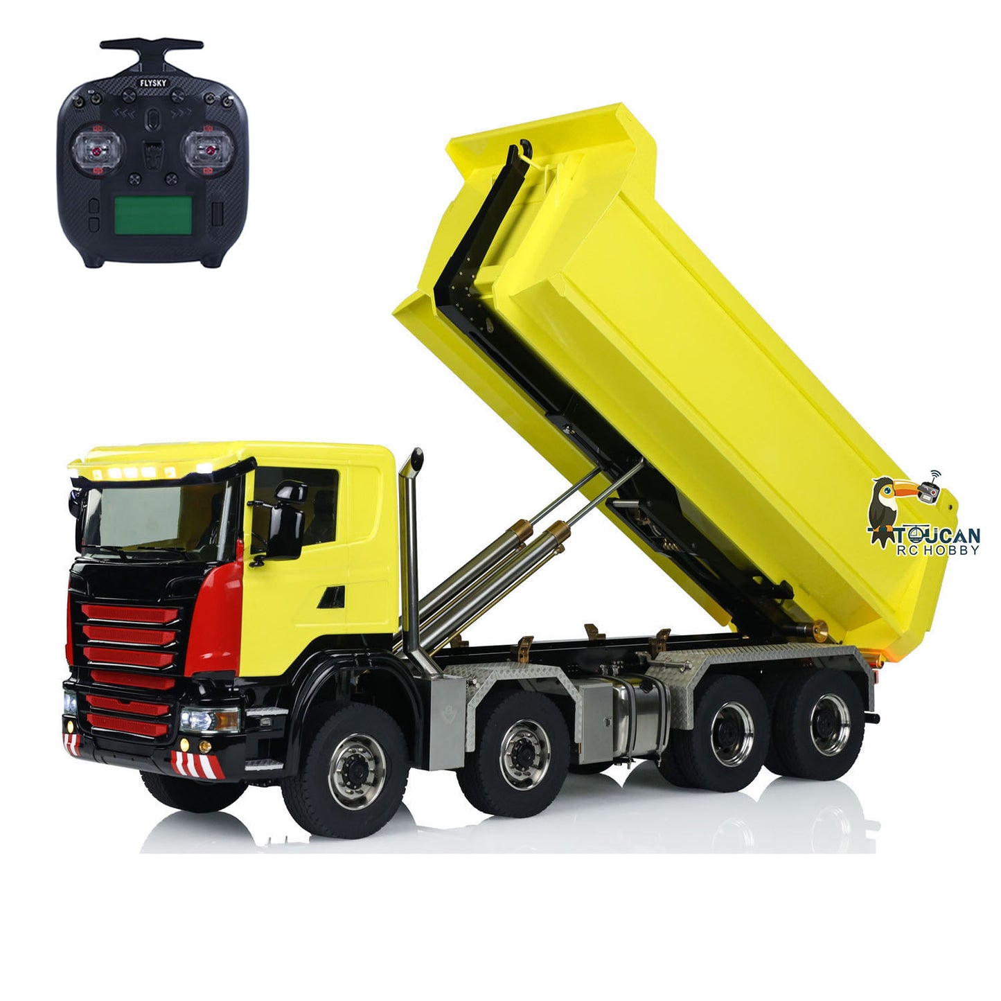 Camion à benne basculante hydraulique RC en métal 1/14 8x8 essieux à blocage différentiel 3 vitesses