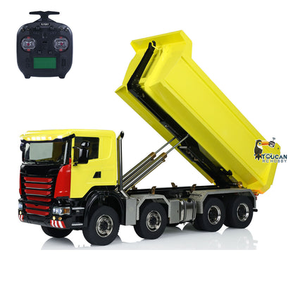 Camion à benne basculante hydraulique RC en métal 1/14 8x8 essieux à blocage différentiel 3 vitesses