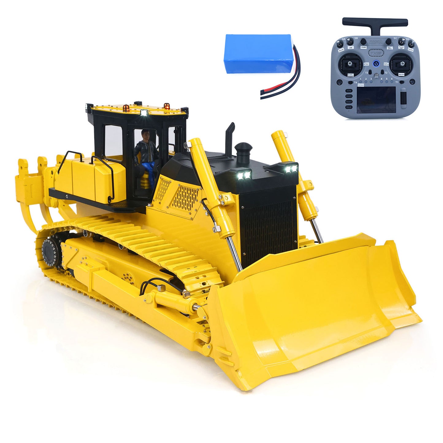 ONLY ONE US Stock Metal 1/12 RC Hydraulic Bulldozer D155AX RTR Heavy Dozer Model 7 Way Valve 1.0L Oil Pump 5 Plows Radio Master TX15 Radio Battery