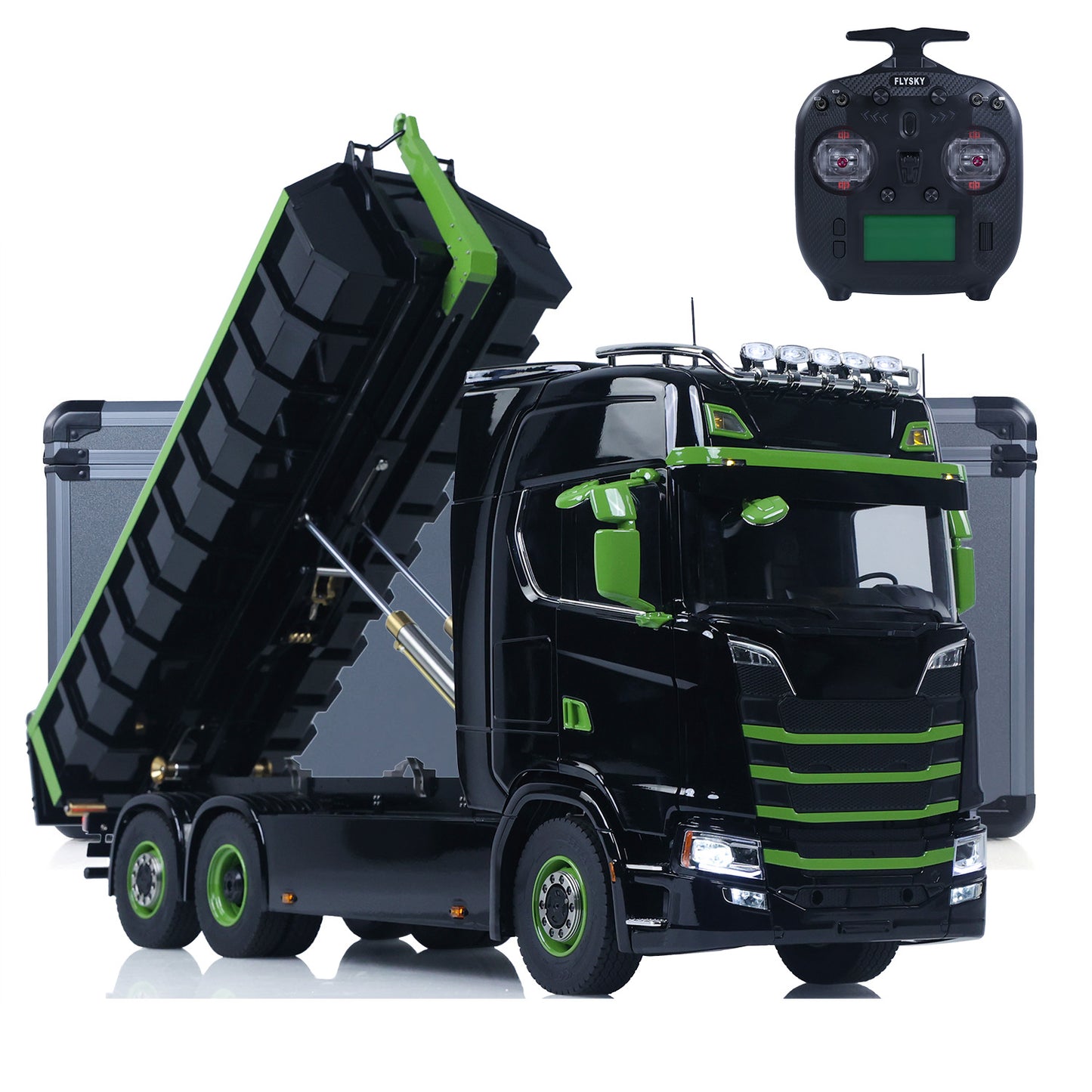 Fast Shipping Metal 6x6 1/14 Hydraulic RC Roll Off Dumper Truck Rear Axle Lifting Steering Car
