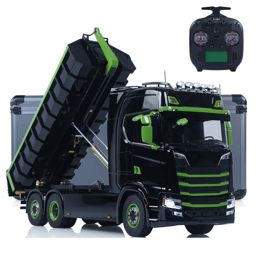 Fast Shipping Metal 6x6 1/14 Hydraulic RC Roll Off Dumper Truck Rear Axle Lifting Steering Car