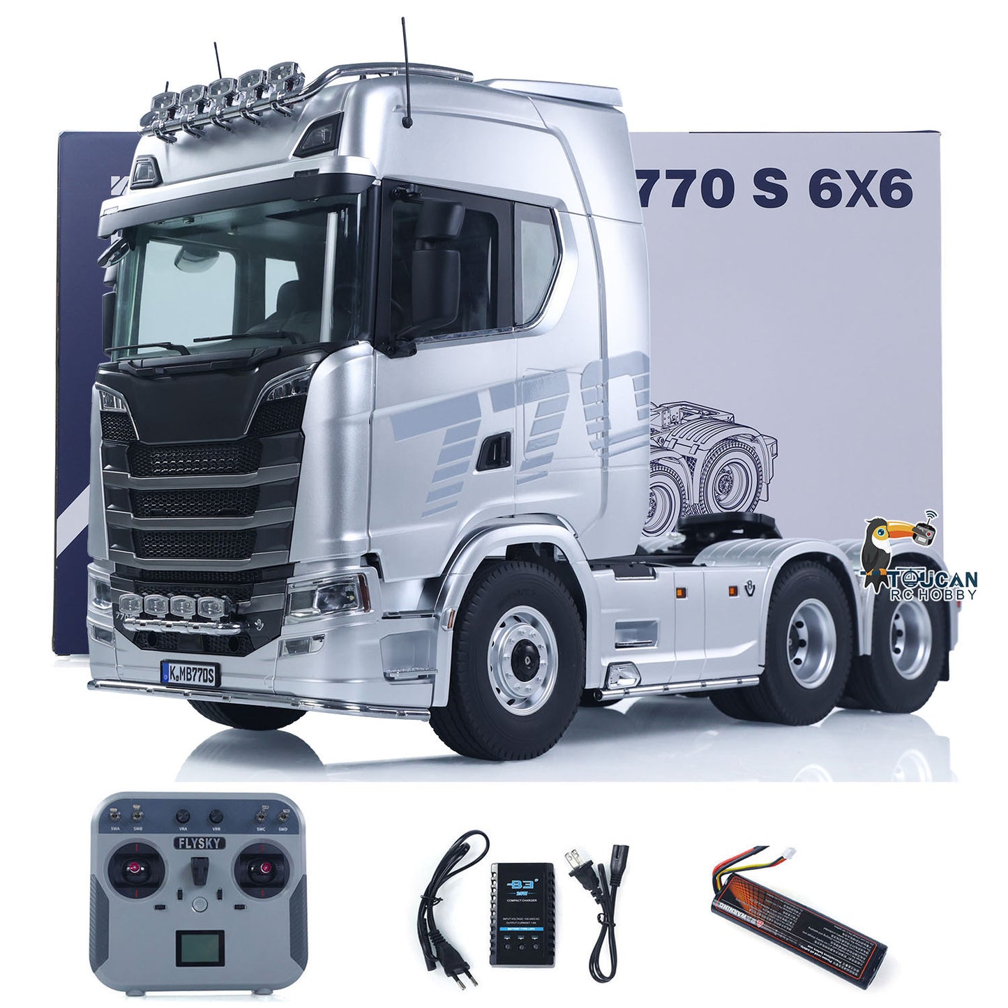 US STOCK 1/14 KABOLITE RC Tractor Car 770S 100 6x6 Romote Control Truck 2Speed Gearbox Differential Lock Vehicle 6WD Sound Light Model