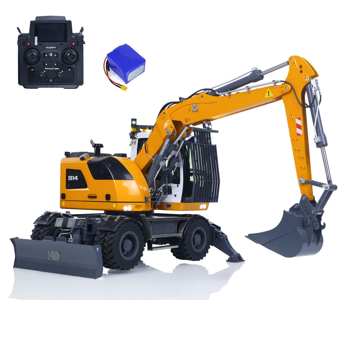 Fast Shipping 1/14 RC Hydraulic Wheeled Excavator LR914 8-ways Valve RTR Metal Remote Control 4*4 Digger Model Axle Lock Flysky PL18EV Lite