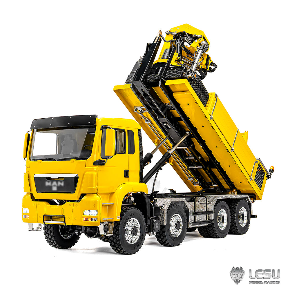 2Speed LESU 1/14 RC Hydraulic Roll on off Dumper Truck Crane Model TGS Metal 8x8 Chassis Electric Tipper 2+7CH Valve Axles Lock Lights Sound