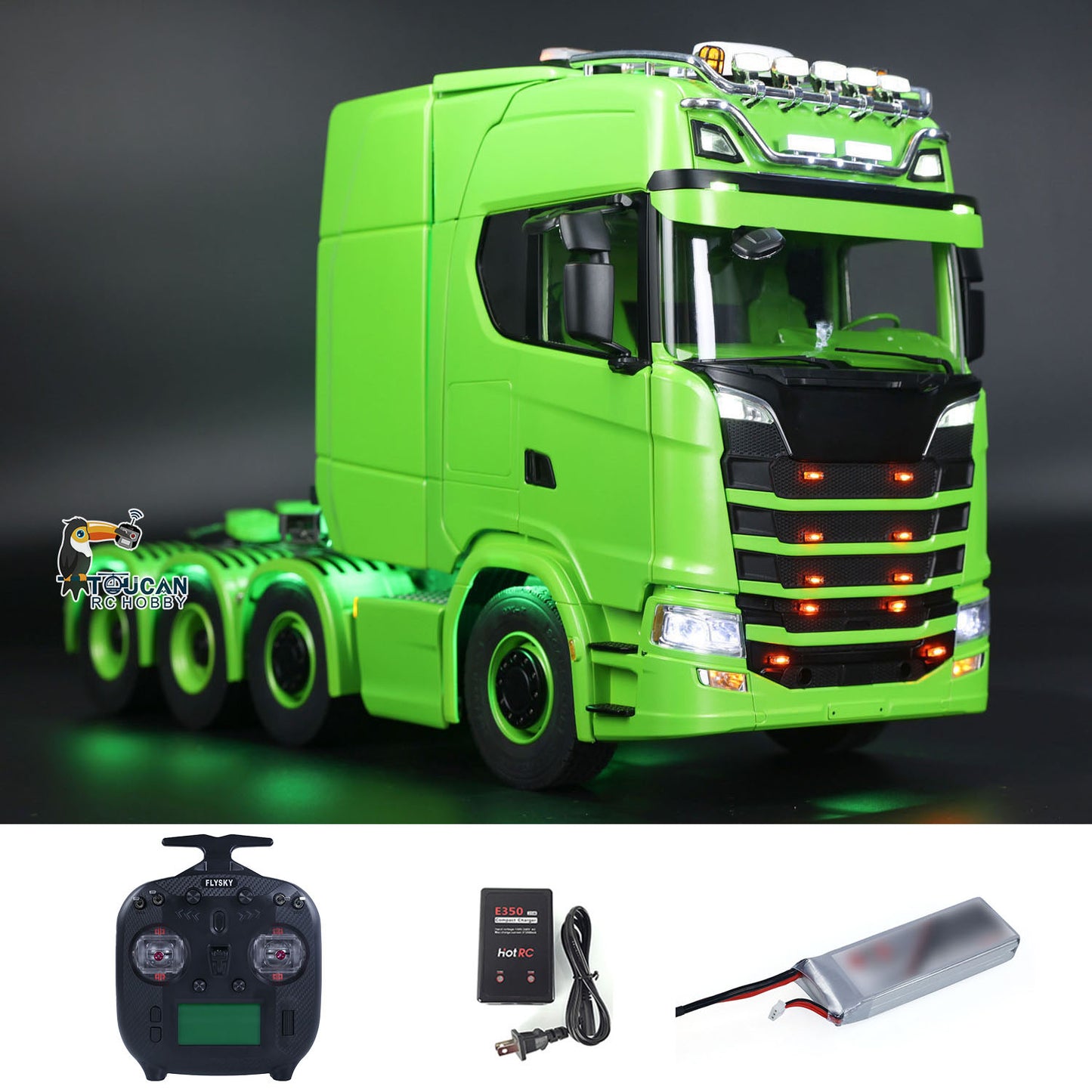 8x8 Metal Chassis 1/14 RC Tractor Truck 770S Remote Control Lorry ST8 Radio Battery RTR Warning Lights Spotlight Magnetic Roof