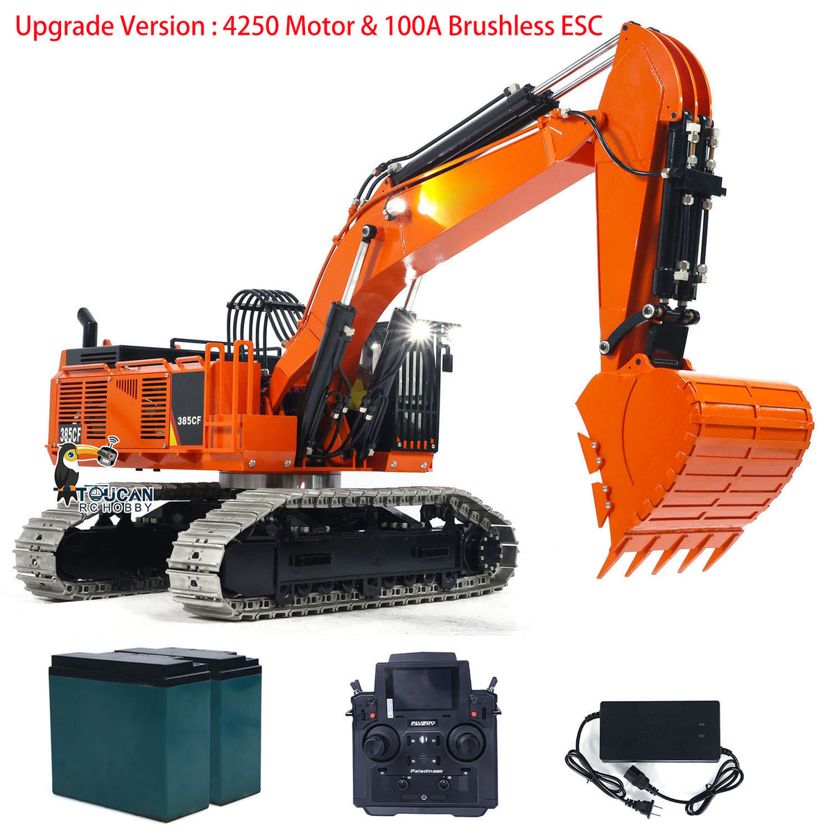 TOUCAN RC HOBBY 1/8 385CF Metal Hydraulic RC Excavator RTR 150KG Heavy Duty Remote Control Diggers Ready to Run Upgraded Version Models