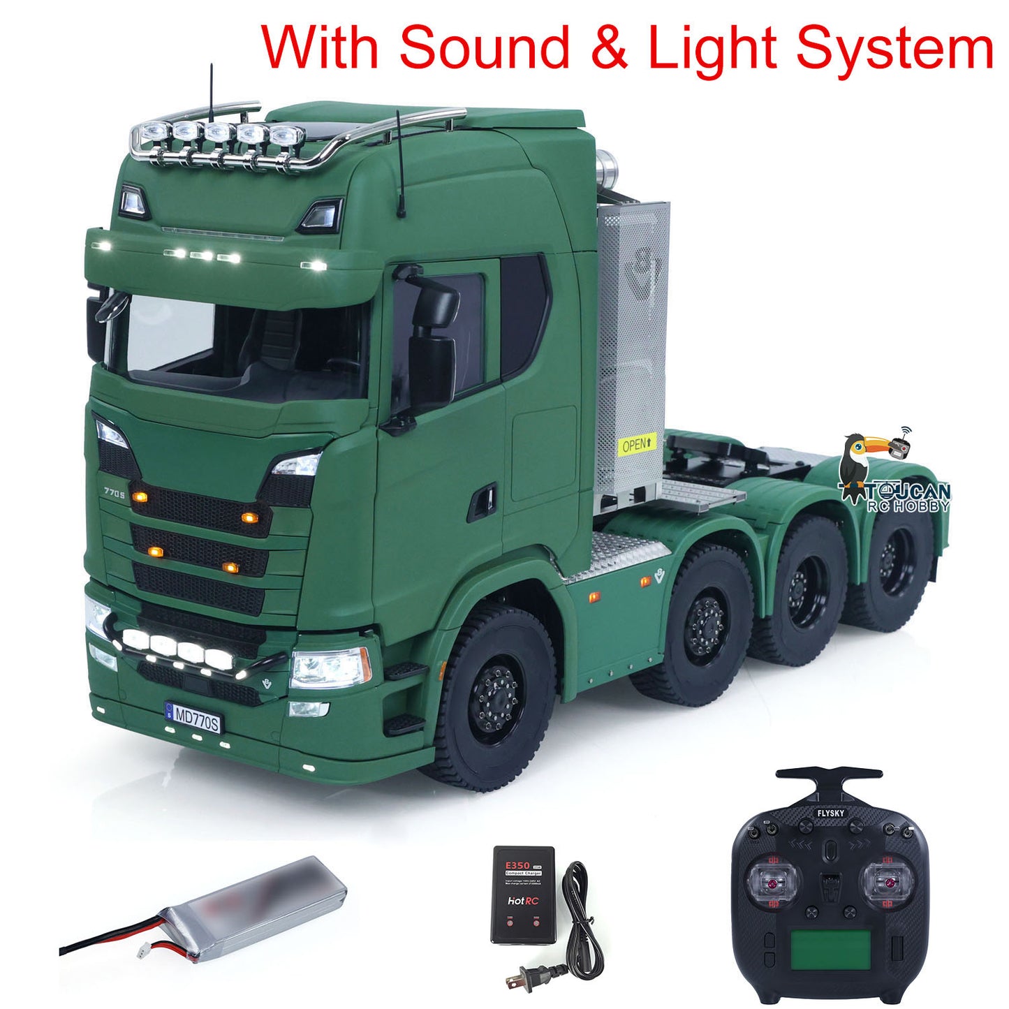 1/14 RTR Remote Control Tractor Truck SC 770S 8*8 RC Lorry Vehicle Model Metal Chassis Axle Lock Hobbywing ESC Flowing LED Light