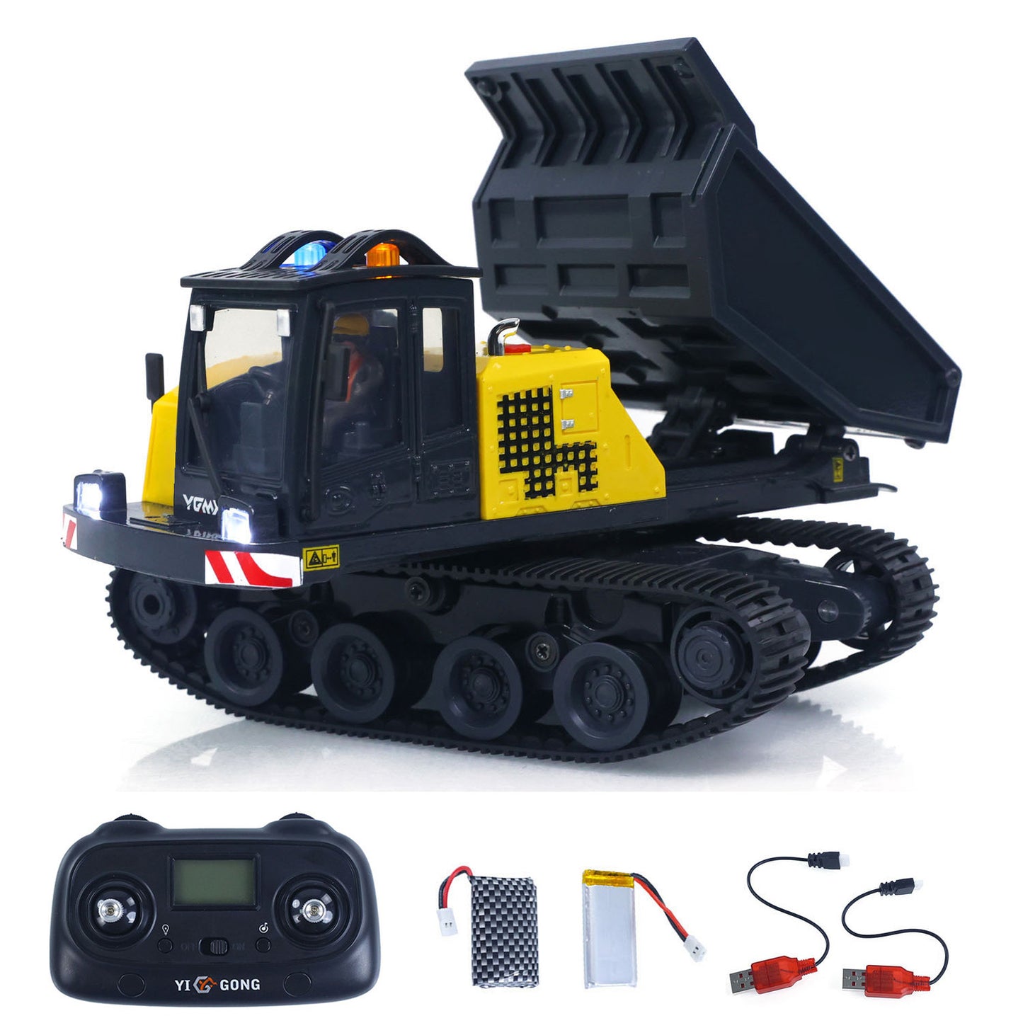 US STOCK 1/50 T14R Panther RTR Electric RC Crawler Dump Truck Construction Vehicle Tracked Tipper Finished Model Toys Lights Sounds Unit