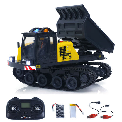 US STOCK 1/50 T14R Panther RTR Electric RC Crawler Dump Truck Construction Vehicle Tracked Tipper Finished Model Toys Lights Sounds Unit