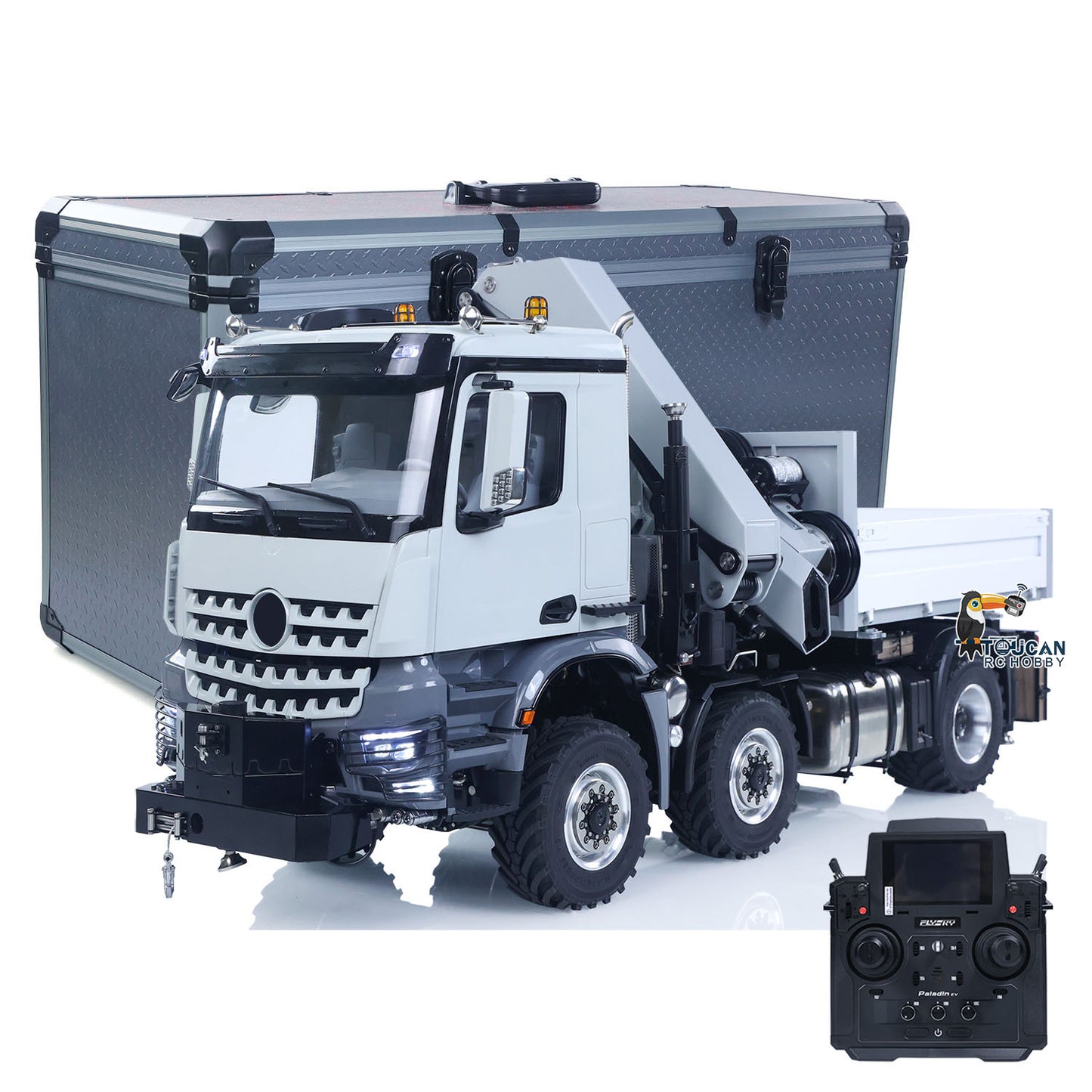 4151 AK Metal 1/14 RC Tractor Truck with Hydraulic Crane Fly Jib Arm Bucket 6*6 Remote Control Farm Car 3Speed Model Lorry Sound